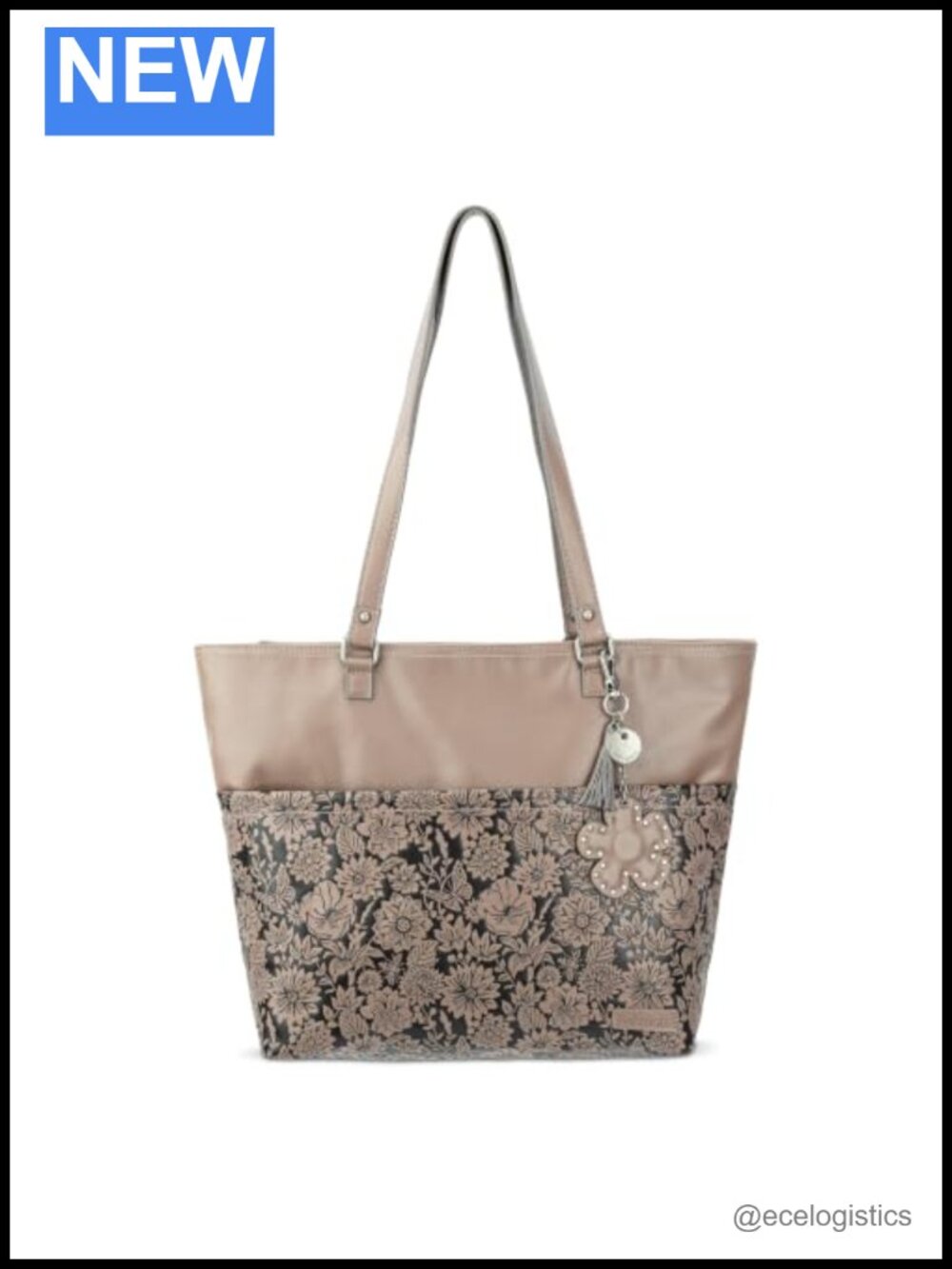 Recycled Polyurethane Tote Bag with Zipper Closure, Dual Shoulder Strap, Large